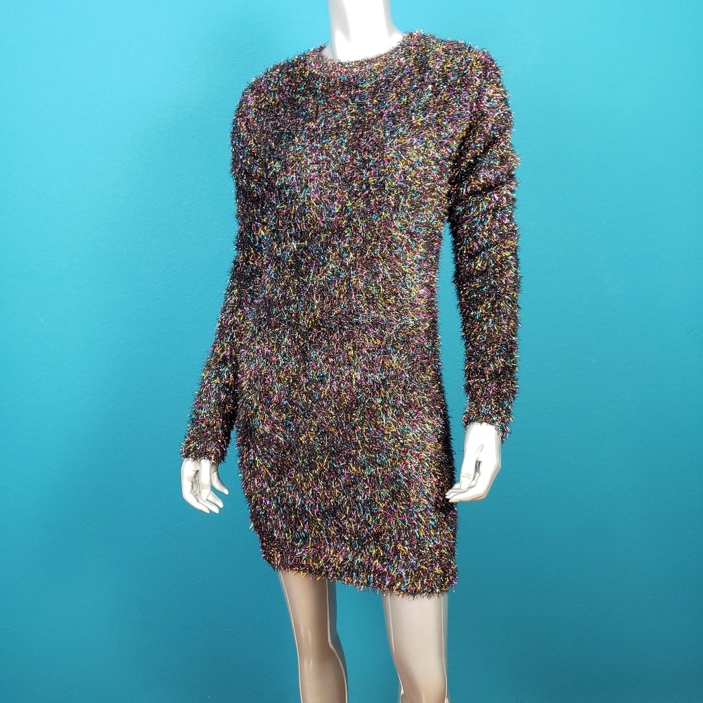 🆕️ 🌠 🎉 BRAVE SOUL LONDON Rainbow Tinsel Metallic Sweater Dress // (NWT)